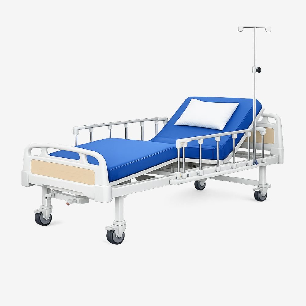 Fowler Bed, Mattress, Pillow, IV Bar